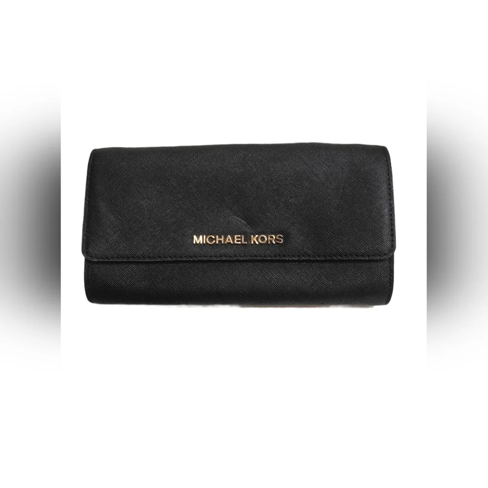 Michael Kors Black Wallet Clutch with Gold Logo - Picture 11 of 11